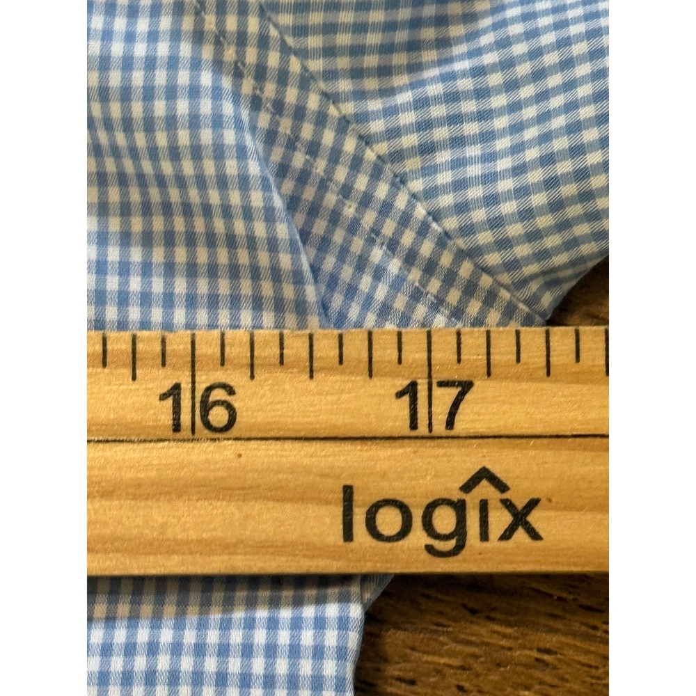 Brooks Brothers WM's 4 Light Blue Gingham Non-Iron 3/4 Sleeve Button Down Shirt - Picture 8 of 13